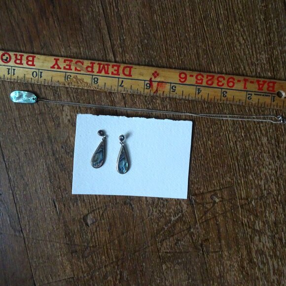 Abalone Sterling Silver Earrings and Pendant - Picture 7 of 8